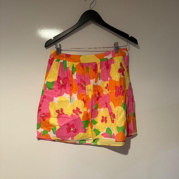 Lilly Pulitzer Cotton Lightweight Pink Orange Yellow Floral Flower Punch Skirt 8 - Picture 1 of 4